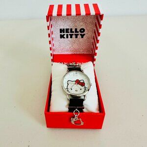 SANRIO HELLO KITTY CRYSTALS AND 3 WATCH CHARMS FAUX LEATHER WATCH